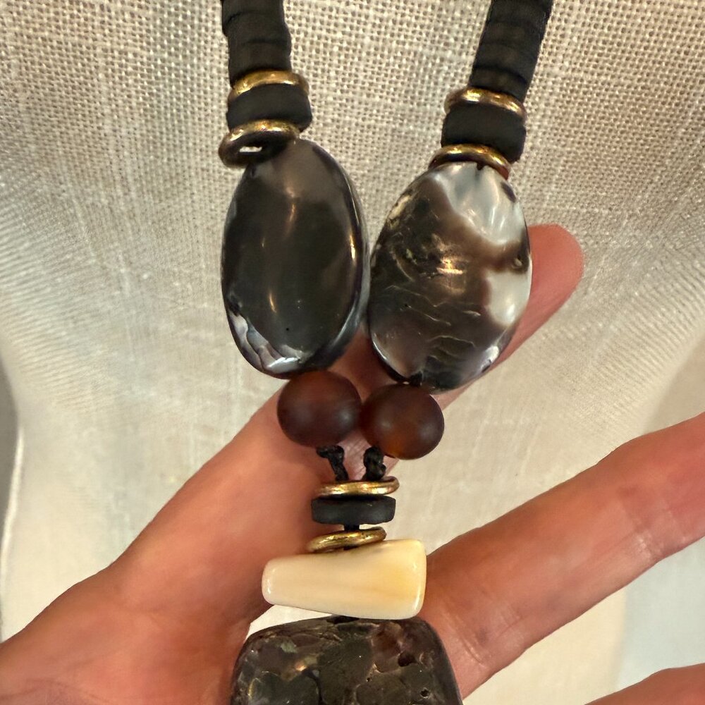 Vintage Tribal Beaded and Stone Necklace - Picture 13 of 13